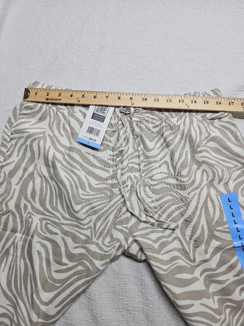 Rafaella Women's Drawcord Waistband Wide Leg Linen Blend Pant Size L - Picture 5 of 6